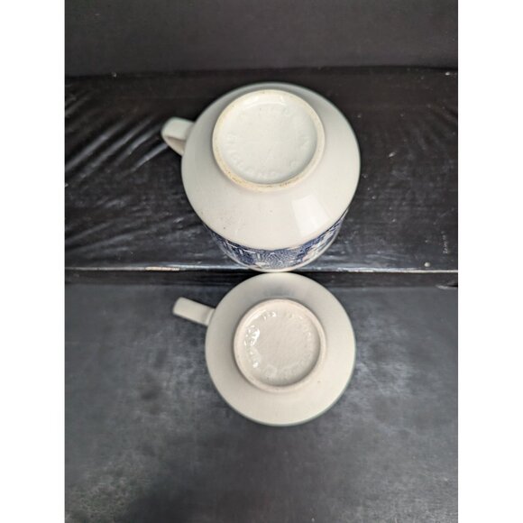 Vintage Made in England Blue Willow 8 Oz Coffee/Tea Cup Set of 2 - Picture 7 of 7